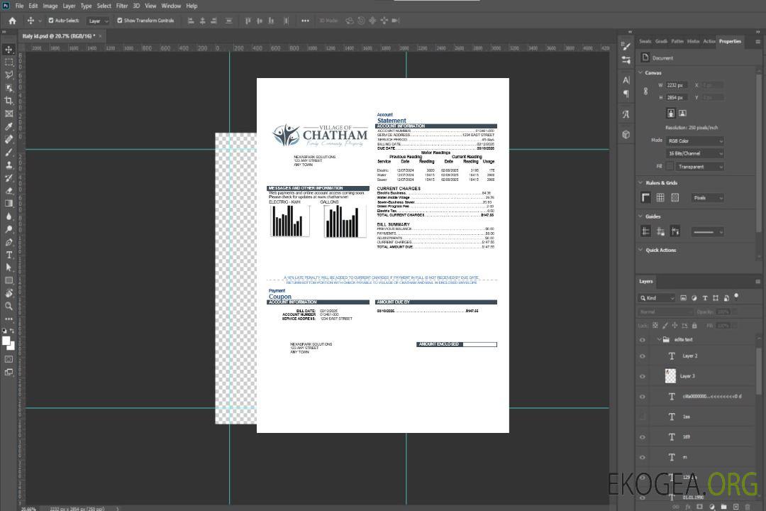 Modèle de facture de services publics du village de Chatham aux formats Word et PDF template Modèle de facture de services publics du village de Chatham aux formats Word et PDF template
